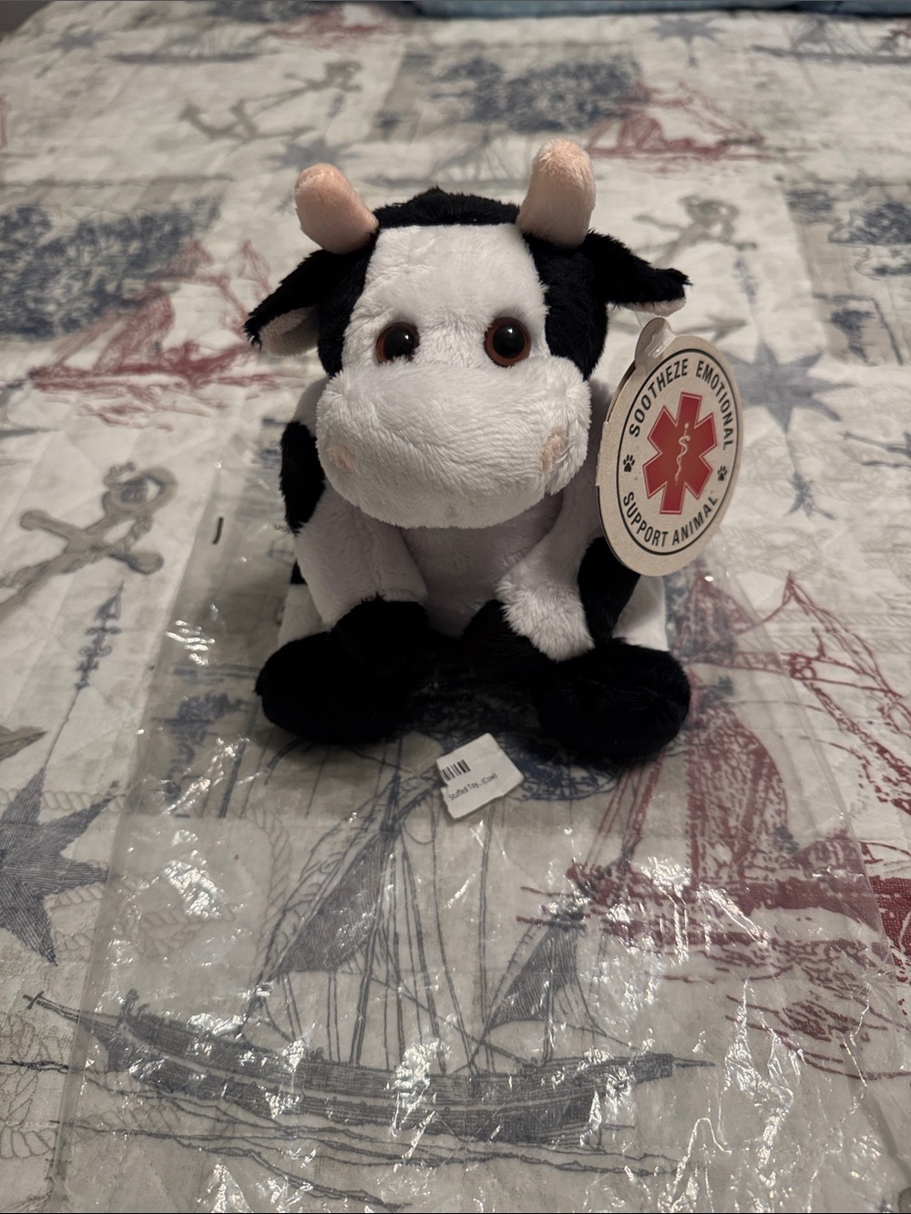 Soothezee Emotional Support Plush Cow - Black & White